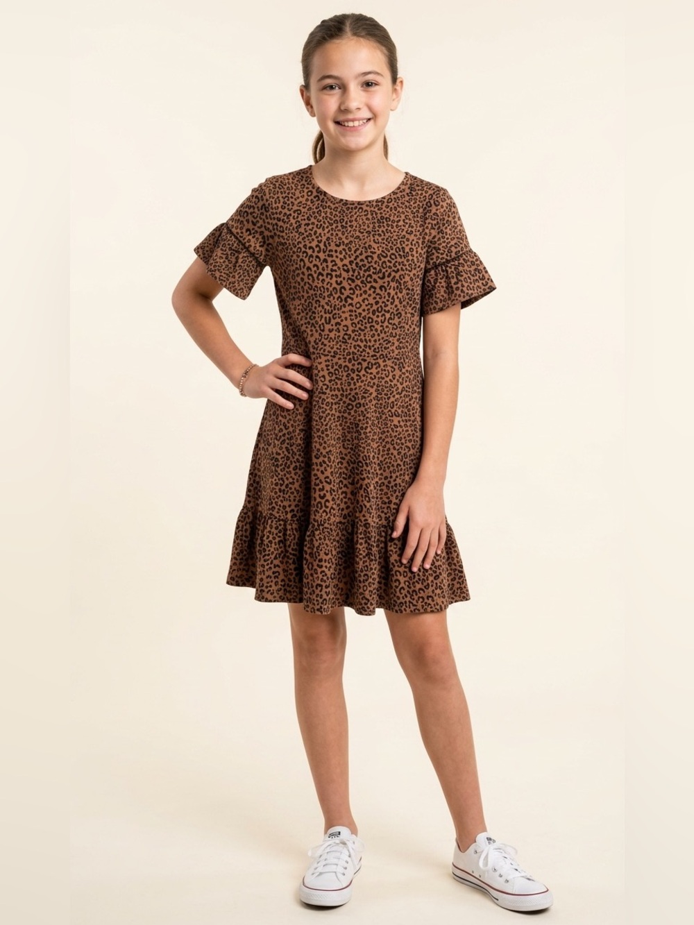 🌷 GAP Kids Brown Leopard Print Dress #1